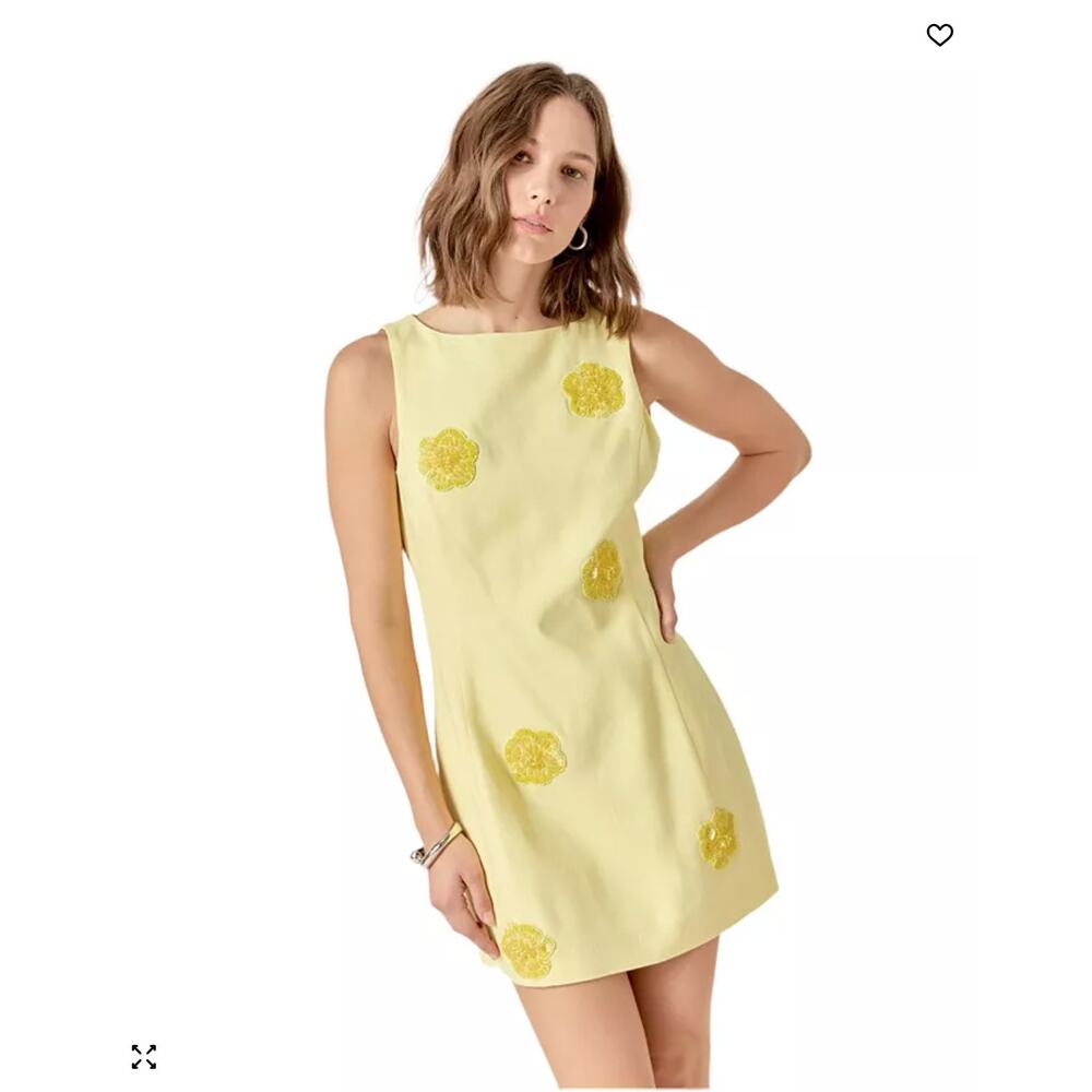 Endless Rose Yarel Dress in Butter Yellow. Size Large